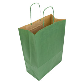 Paper Bag with Handles Kraft Green 80g/m² 20+10x29cm (250 Units)