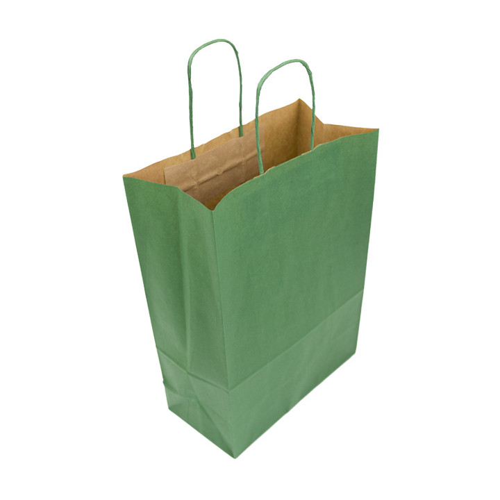 Paper Bag with Handles Kraft Green 80g/m² 20+10x29cm (250 Units)