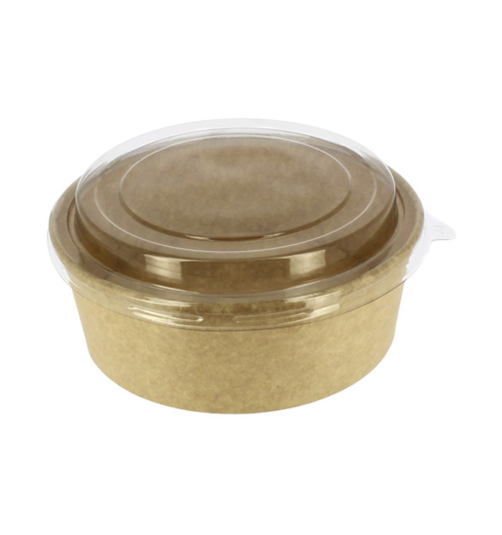 Paper Container Kraft-Kraft + RPET Lid 38 Oz/1140ml (25 Units)