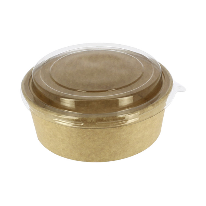 Paper Container Kraft-Kraft + RPET Lid 38 Oz/1140ml (100 Units)