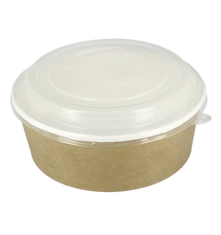 1000 ml Ø18.0 cm double-wall kraft cardboard food container with PP lid for hot and cold food
