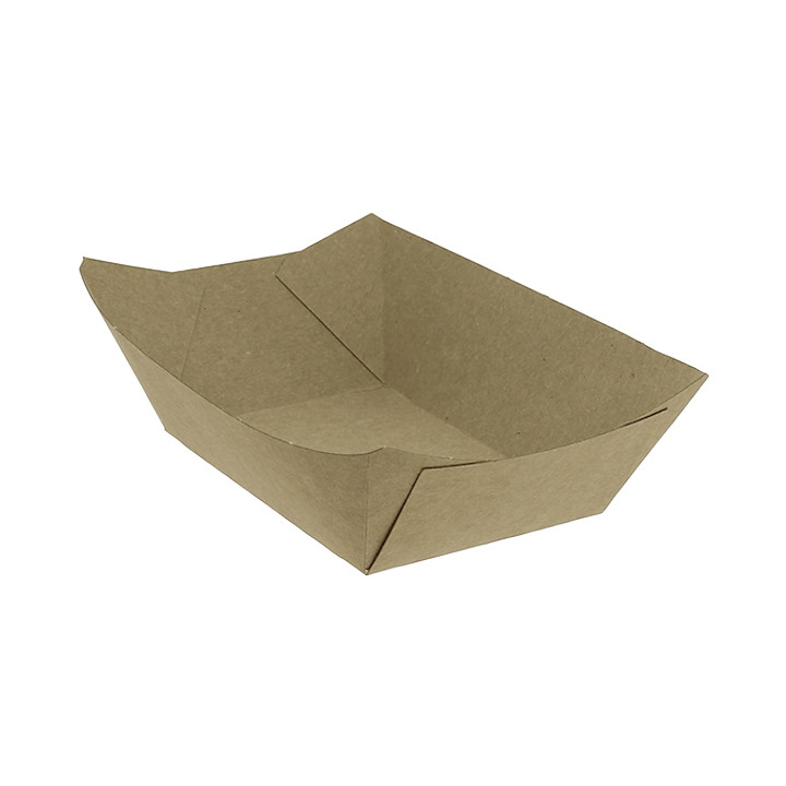 Paper Food Boat Tray Kraft-Kraft 350ml 10,6x7,3x4,5cm (25 Units) 