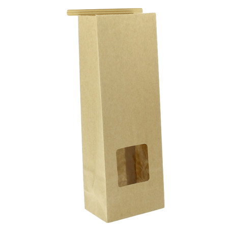 Kraft SOS Bag with Closure and Window 9+6x26 cm