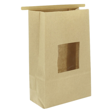 Kraft SOS Bag with Closure and Window 15+7x23 cm