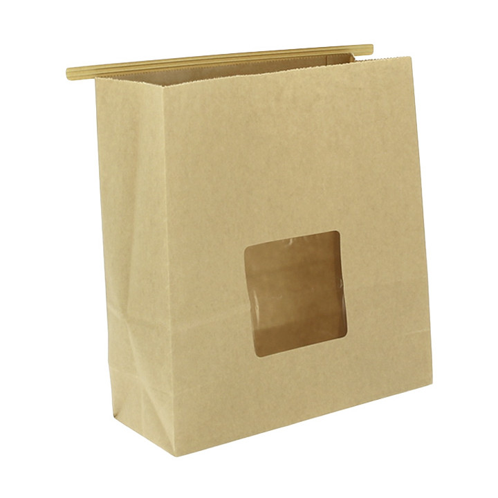 Paper Bag without Handle Kraft and Window 20+8x23cm (500 Uds)