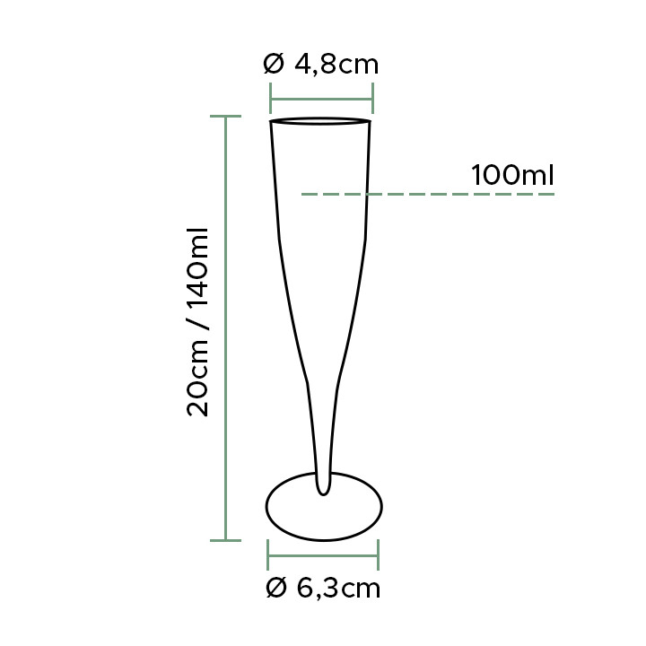Plastic Flute Wine Sparkling 140ml 1P "Premium" (100 Units)