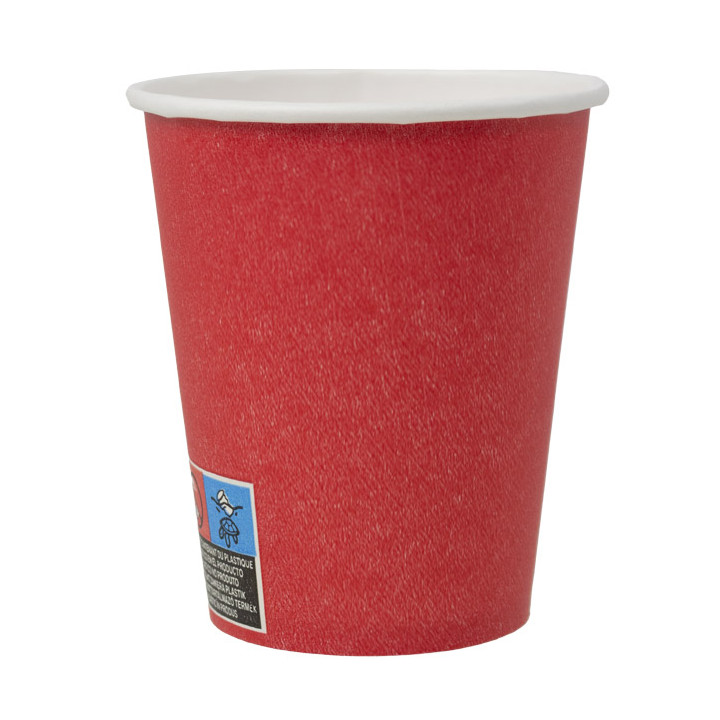 Plastic-Free Paper Cup 9 Oz/250ml "Colors" Red Ø8,0cm (300 Units)