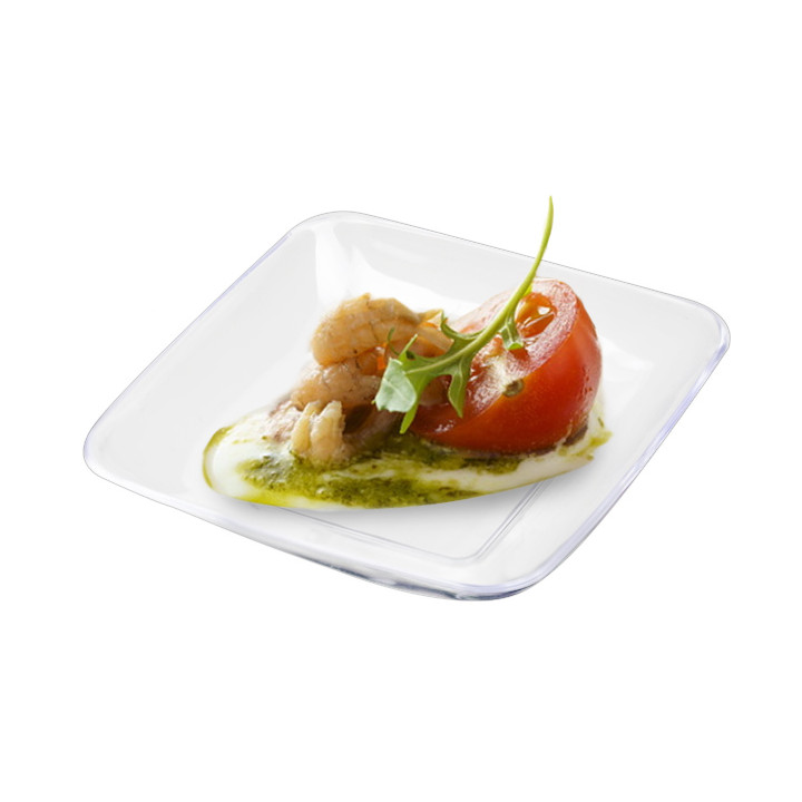 Plastic Tasting Plate PS Clear 6x6x1 cm (200 Units)