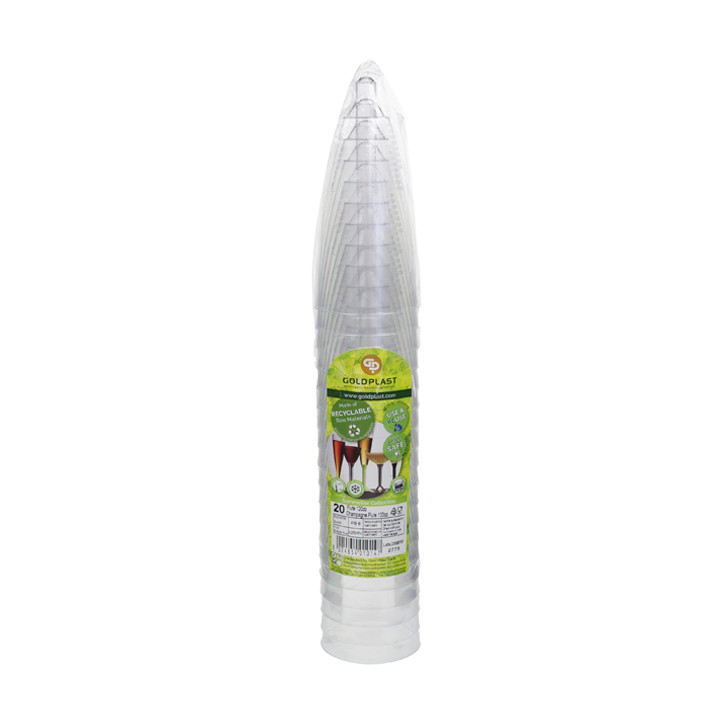 Plastic Stemmed Flute Sparkling Wine Orange Clear 120ml 2P (200 Units)