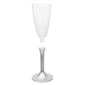 Plastic Stemmed Flute Sparkling Wine Grey 120ml 2P (40 Units)