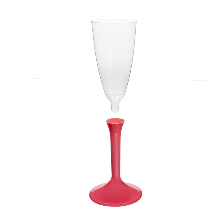 Plastic Stemmed Flute Sparkling Wine Coral 120ml 2P (200 Units)