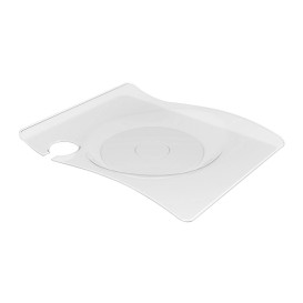 Plastic Plate with Glass Holder PS "Forma" Clear 22x18 cm (12 Units) 
