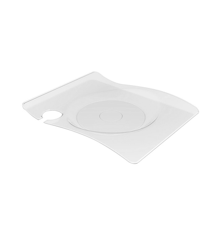 Plastic Plate with Glass Holder PS "Forma" Clear 22x18 cm (12 Units) 