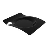Plastic Plate with Glass Holder PS "Forma" Black 22x18 cm (12 Units) 