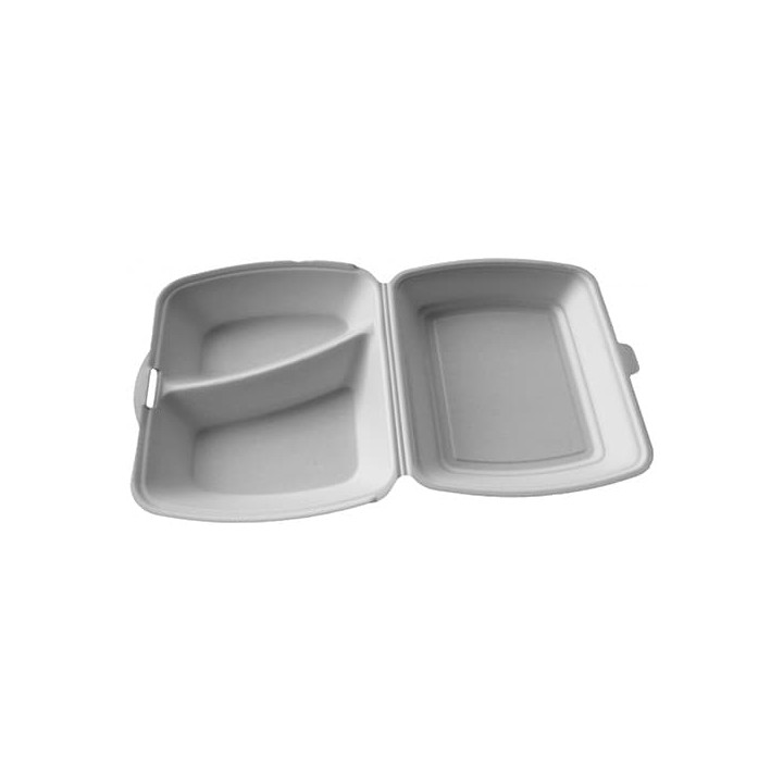 Foam Lunch Box 2 Compartments White 2,40x2,10x0,70cm (125 Units)  