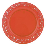 Plastic Plate Round shape "Lace" Orange 23cm (4 Units) 