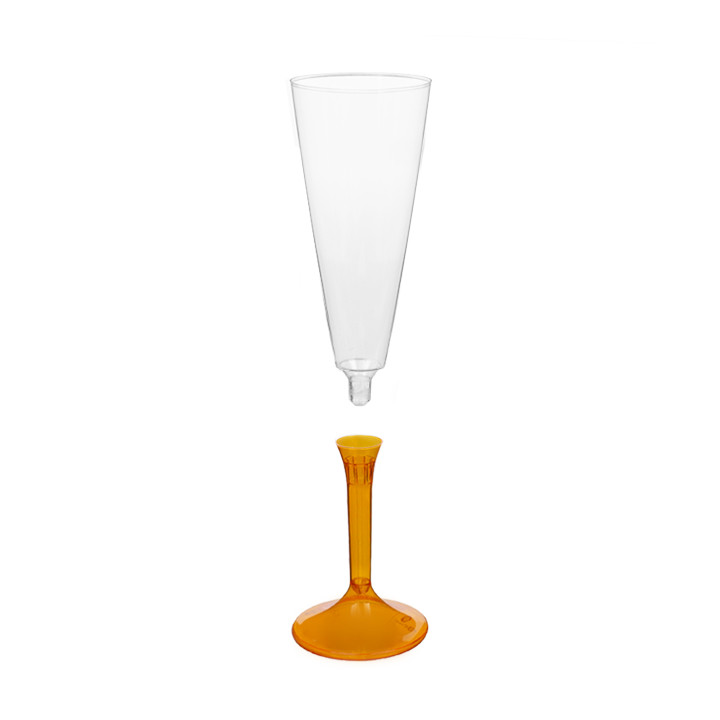 Plastic Stemmed Flute Sparkling Wine Orange Clear 160ml 2P (200 Units)