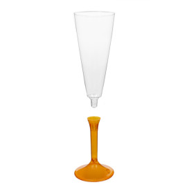 Plastic Stemmed Flute Sparkling Wine Orange Clear 160ml 2P (40 Units)