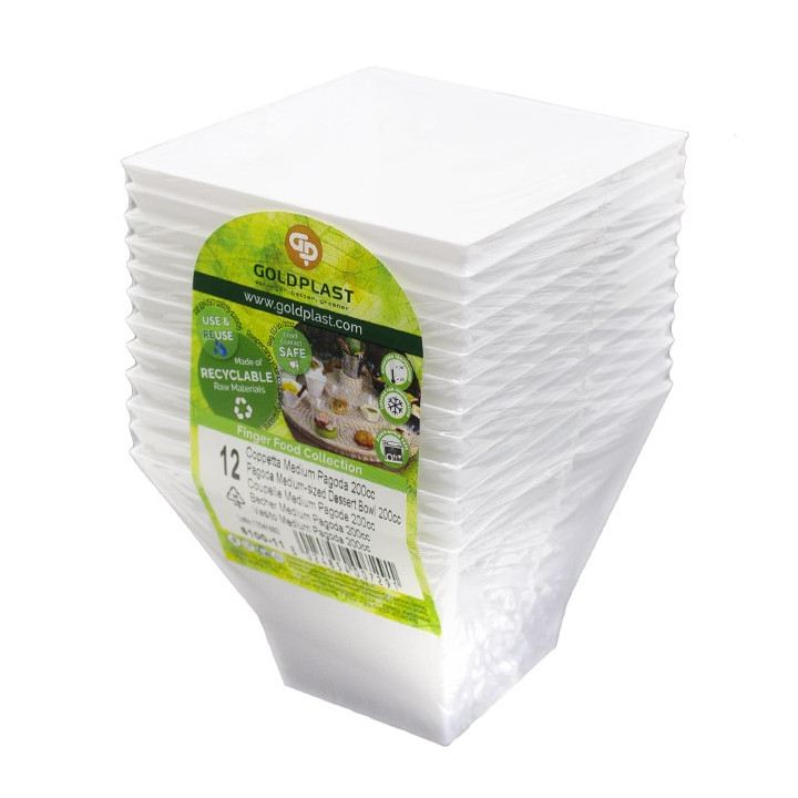 Tasting Plastic Bowl PS "Pagoda" Medium Size White 200 ml (240 Units)