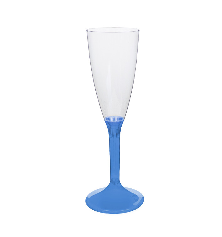 Plastic Stemmed Flute Sparkling Wine Blue Clear 120ml 2P (40 Units)