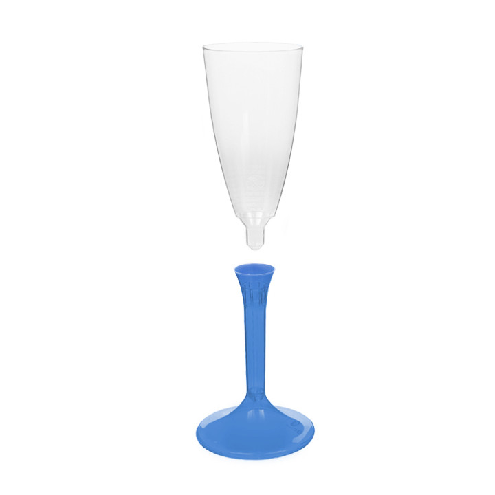 Plastic Stemmed Flute Sparkling Wine Blue Clear 120ml 2P (200 Units)