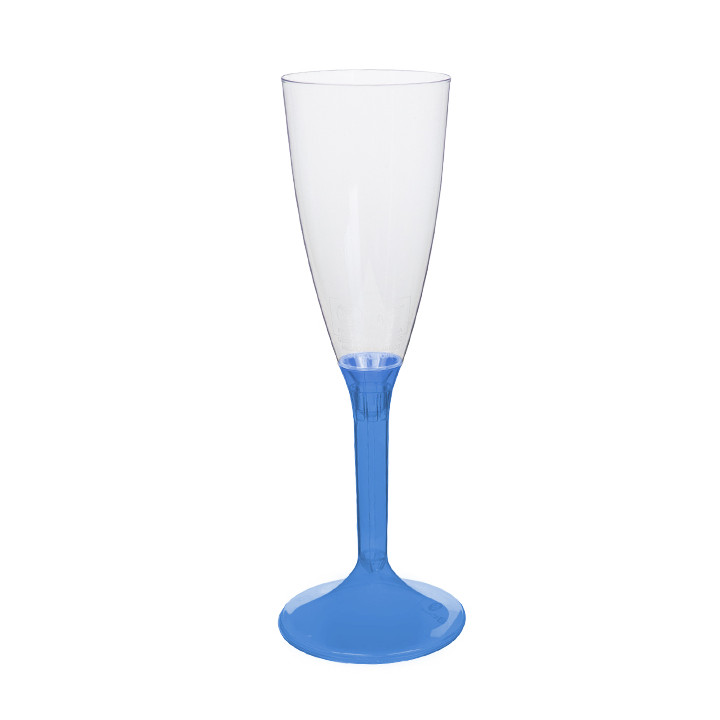 Plastic Stemmed Flute Sparkling Wine Blue Clear 120ml 2P (200 Units)