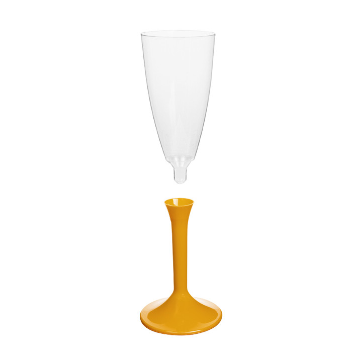 Plastic Stemmed Flute Sparkling Wine Mango 120ml 2P (200 Units)