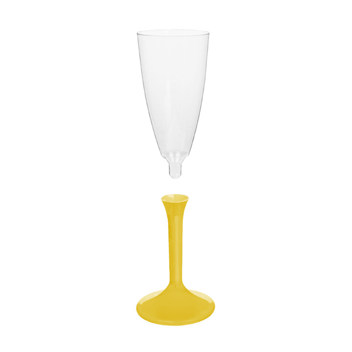Plastic Stemmed Flute Sparkling Wine Yellow 120ml 2P (200 Units)