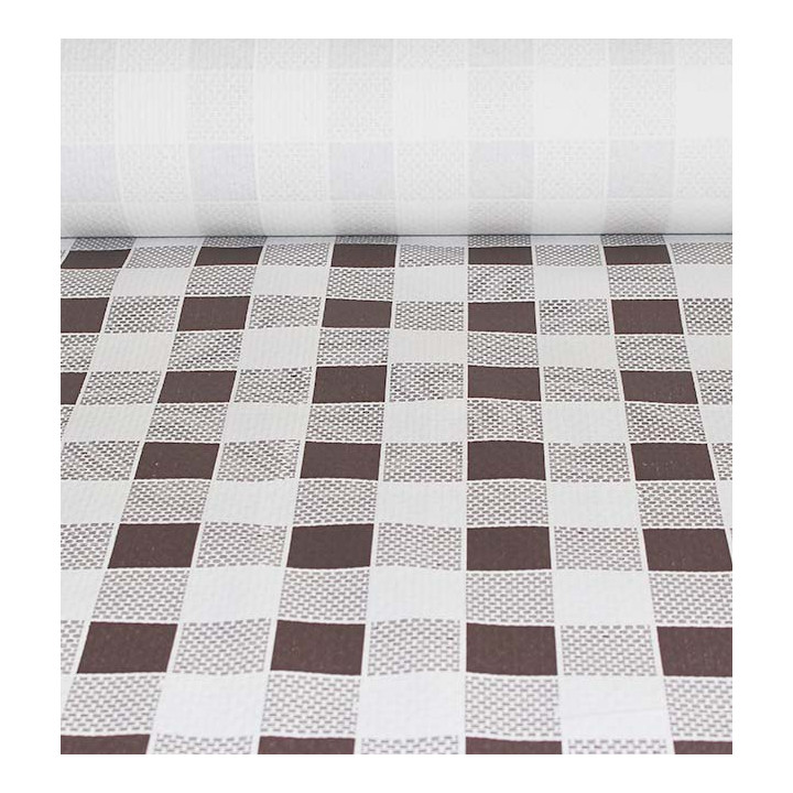 Paper Tablecloth Roll Brown Checkers 1x100m. 40g (1 Unit) 