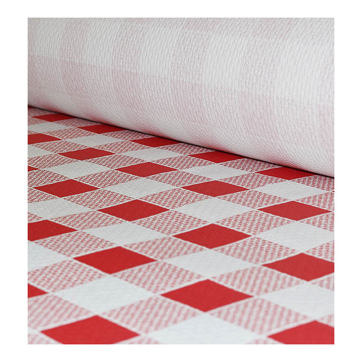 Paper Tablecloth Roll Red Checkers 1x100m. 40g (1 Unit) 