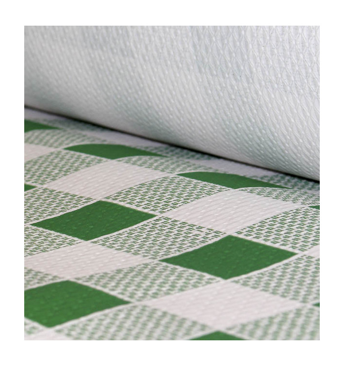 Paper Tablecloth Roll Green Checkers 1x100m. 40g (1 Unit) 