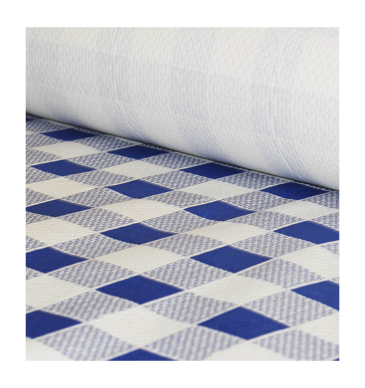 Paper Tablecloth Roll Blue Checkers 1x100m. 40g (1 Unit) 