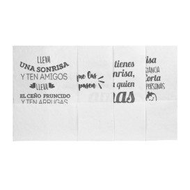 White Tissue Paper Dispenser Napkins "Phrases" 17x17cm (200 Units)