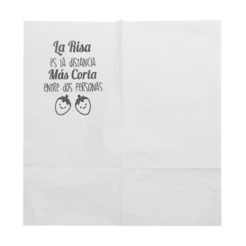 White Tissue Paper Dispenser Napkins "Phrases" 17x17cm (200 Units)