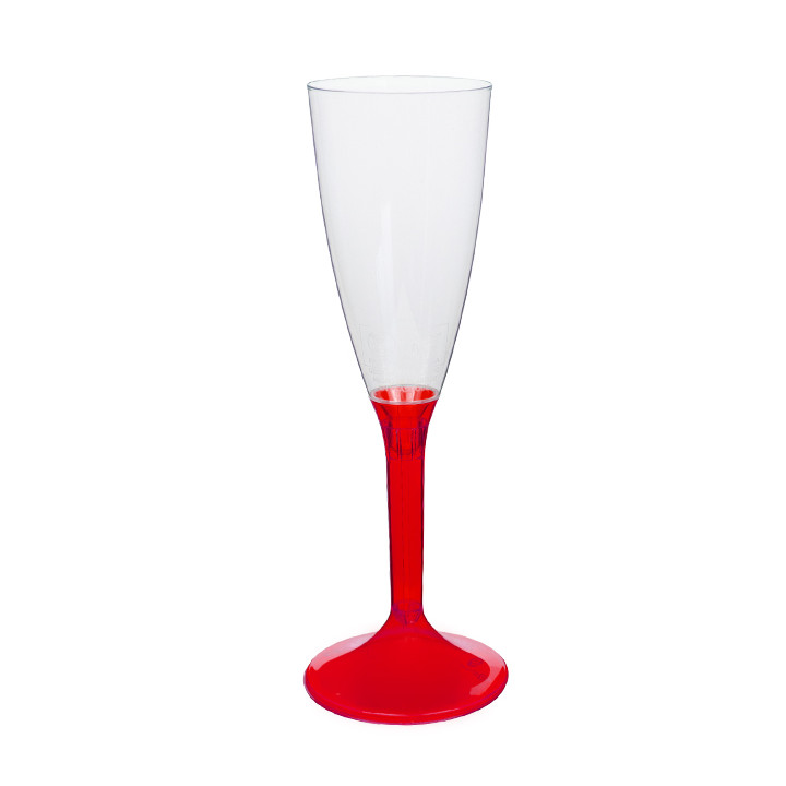 Plastic Stemmed Flute Sparkling Wine Red Clear 120ml 2P (200 Units)