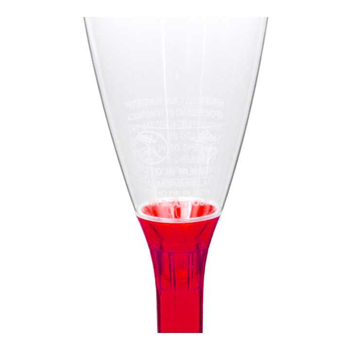Plastic Stemmed Flute Sparkling Wine Red Clear 120ml 2P (200 Units)
