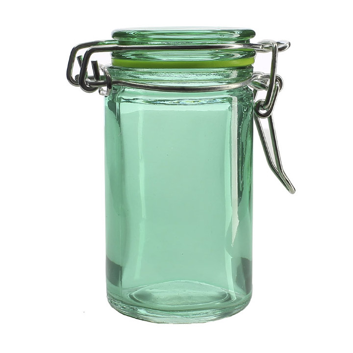 Glass Storage Jar Airtight Green 70ml Ø4,5x8cm (32 Units)