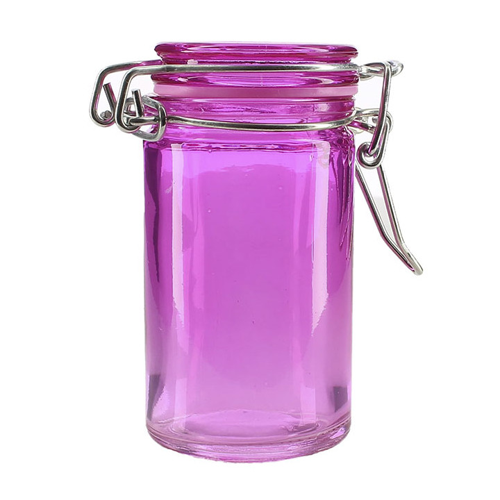 Glass Storage Jar Airtight Lilac 70ml Ø4,5x8cm (8 Units) 