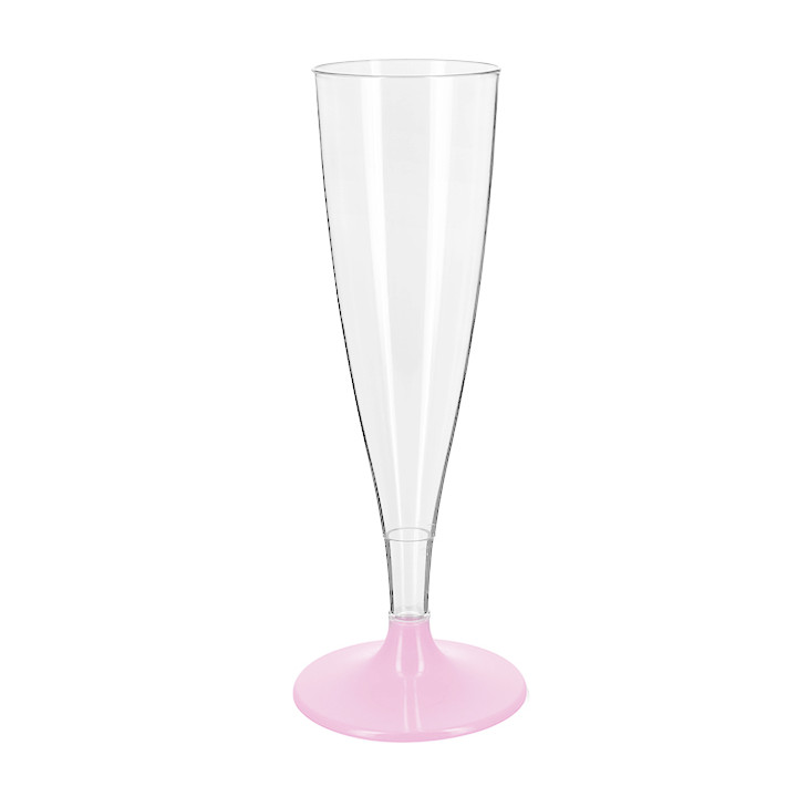 Reusable Plastic Stemmed Flute Sparkling Wine Pink 140ml 2P (6 Units)