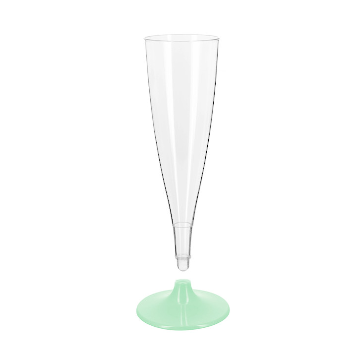 Reusable Plastic Stemmed Flute Sparkling Wine Green 140ml 2P (6 Units)