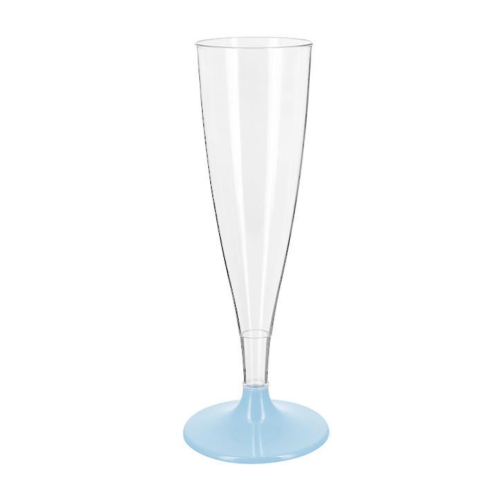Reusable Plastic Stemmed Flute Sparkling Wine Blue 140ml 2P (48 Units)