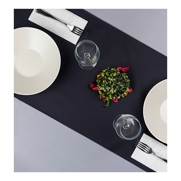 Airlaid Table Runner Black 0,4x48m P30cm (6 Units)