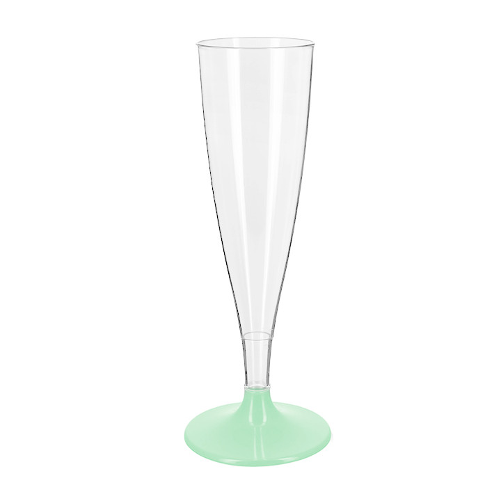 Reusable Plastic Stemmed Flute Sparkling Wine Green 140ml 2P (6 Units)