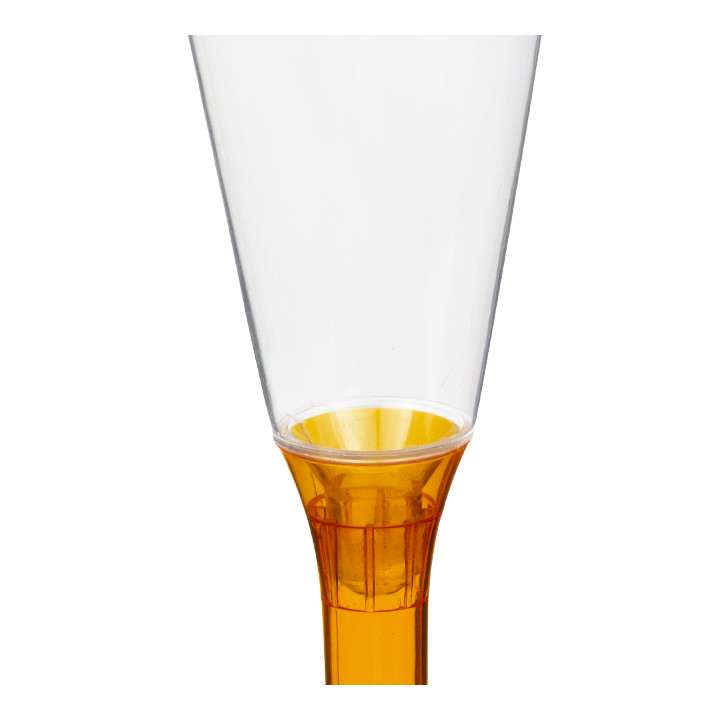 Plastic Stemmed Flute Sparkling Wine Orange Clear 160ml 2P (200 Units)