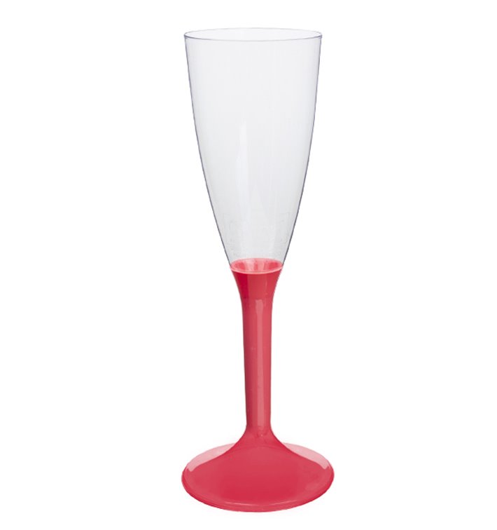 Plastic Stemmed Flute Sparkling Wine Coral 120ml 2P (20 Units)