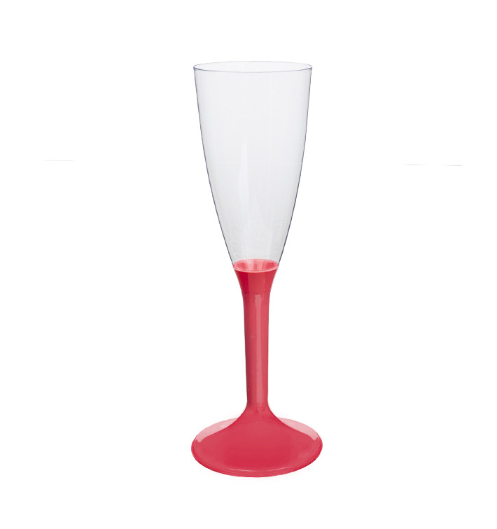 Plastic Stemmed Flute Sparkling Wine Coral 120ml 2P (200 Units)