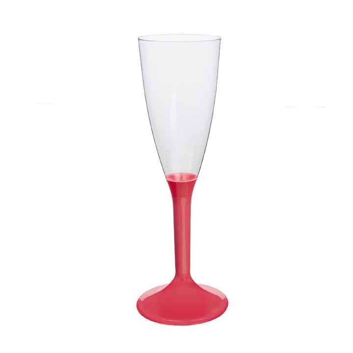 Plastic Stemmed Flute Sparkling Wine Coral 120ml 2P (200 Units)