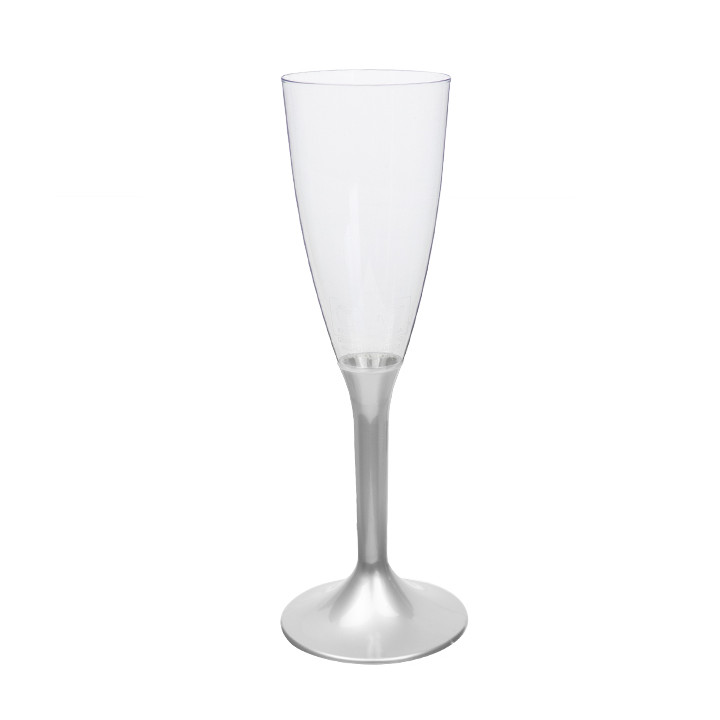 Plastic Stemmed Flute Sparkling Wine Grey 120ml 2P (200 Units)