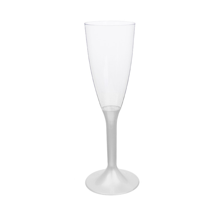 Plastic Stemmed Flute Sparkling Wine White Pearl 120ml 2P (200 Units)