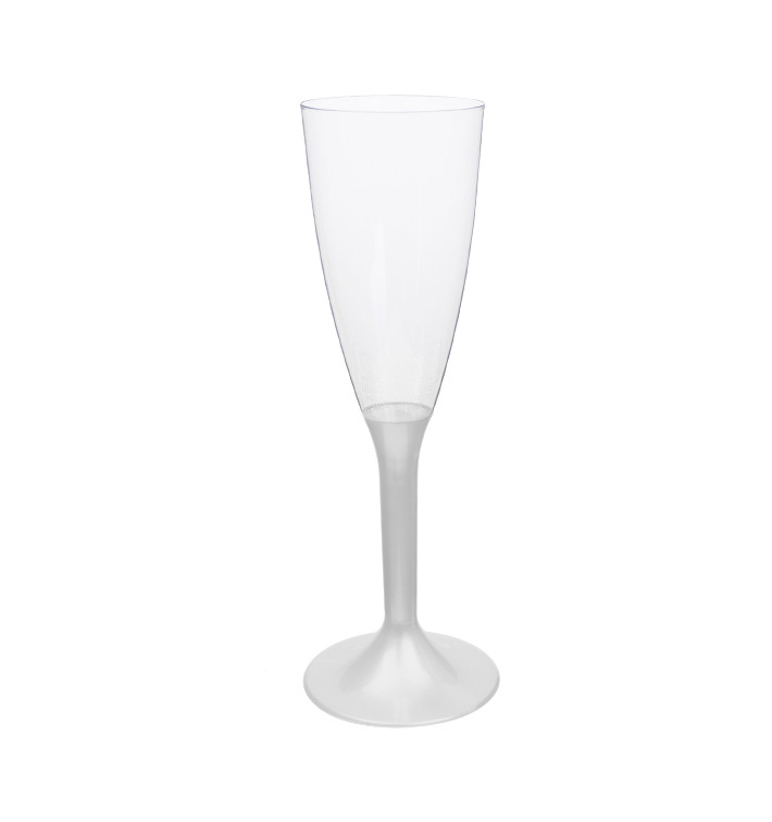Plastic Stemmed Flute Sparkling Wine White Pearl 120ml 2P (40 Units)